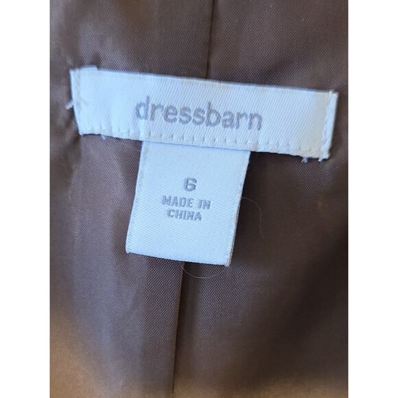 Dressbarn Brown & White Polka Dot Knee Length Dress Size 6 Short Sleeve Side Zip - Picture 2 of 9
